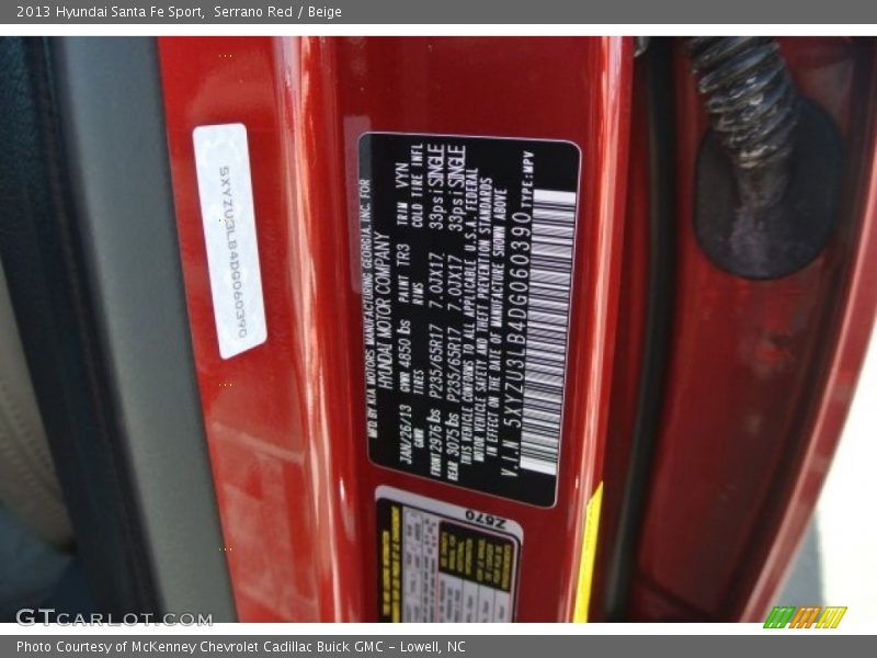 Serrano Red / Beige 2013 Hyundai Santa Fe Sport