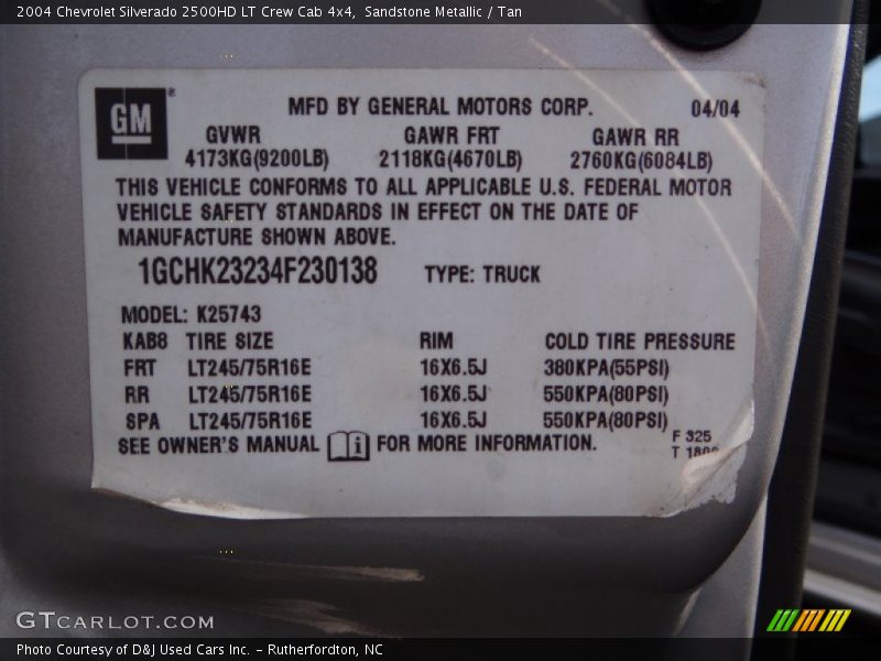 Sandstone Metallic / Tan 2004 Chevrolet Silverado 2500HD LT Crew Cab 4x4
