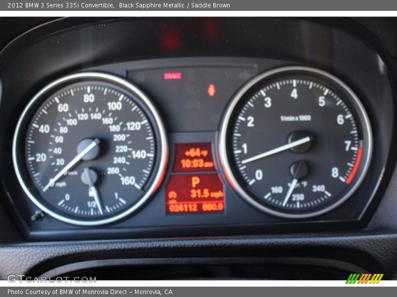Black Sapphire Metallic / Saddle Brown 2012 BMW 3 Series 335i Convertible