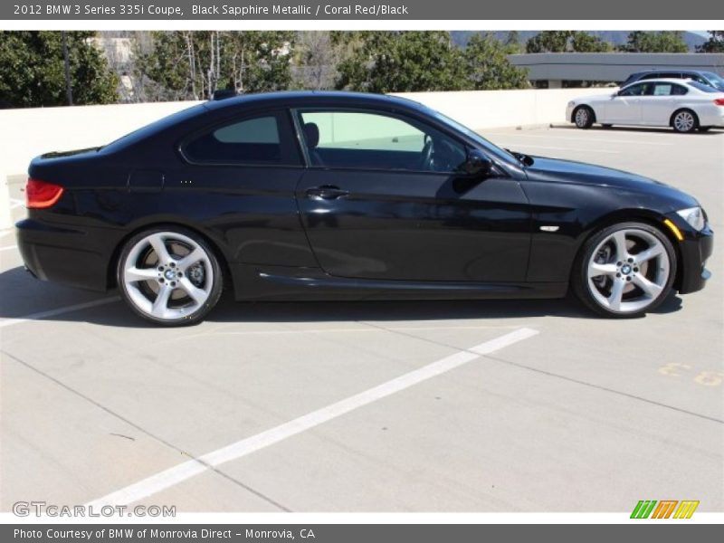 Black Sapphire Metallic / Coral Red/Black 2012 BMW 3 Series 335i Coupe