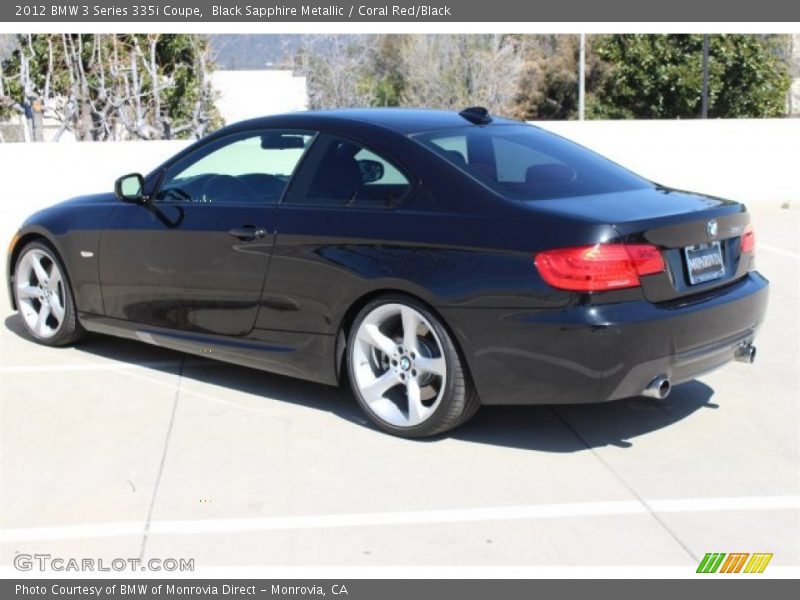 Black Sapphire Metallic / Coral Red/Black 2012 BMW 3 Series 335i Coupe