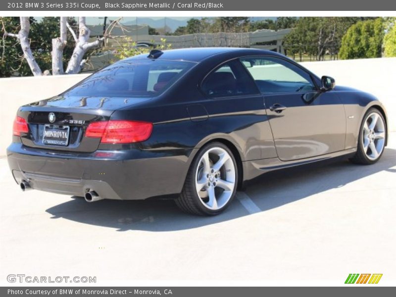 Black Sapphire Metallic / Coral Red/Black 2012 BMW 3 Series 335i Coupe