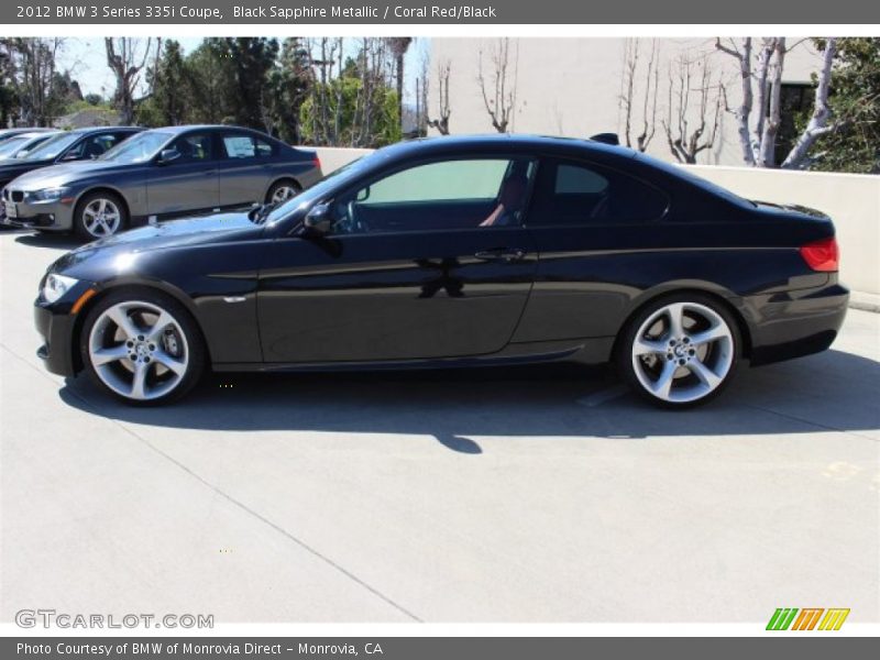 Black Sapphire Metallic / Coral Red/Black 2012 BMW 3 Series 335i Coupe