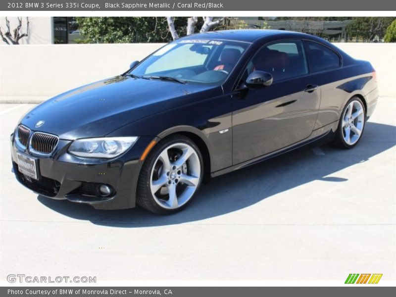 Black Sapphire Metallic / Coral Red/Black 2012 BMW 3 Series 335i Coupe