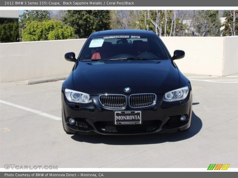 Black Sapphire Metallic / Coral Red/Black 2012 BMW 3 Series 335i Coupe