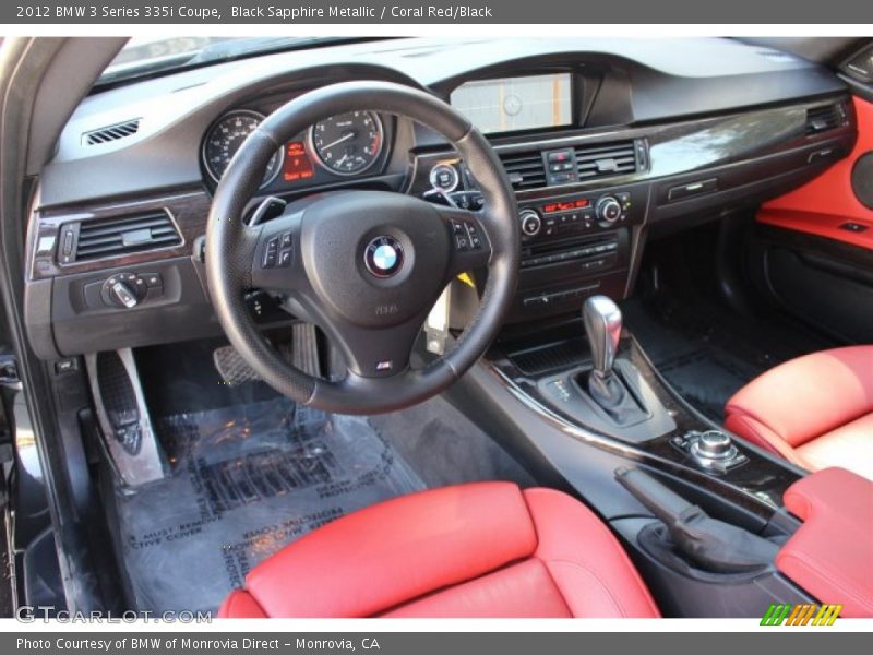 Black Sapphire Metallic / Coral Red/Black 2012 BMW 3 Series 335i Coupe