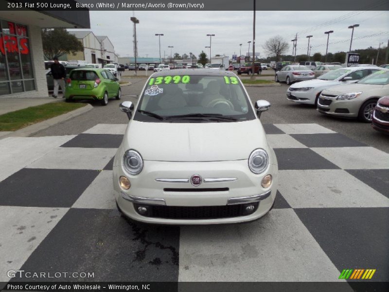 Bianco (White) / Marrone/Avorio (Brown/Ivory) 2013 Fiat 500 Lounge