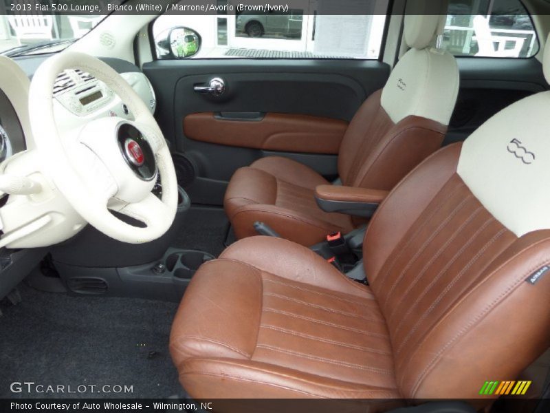 Bianco (White) / Marrone/Avorio (Brown/Ivory) 2013 Fiat 500 Lounge
