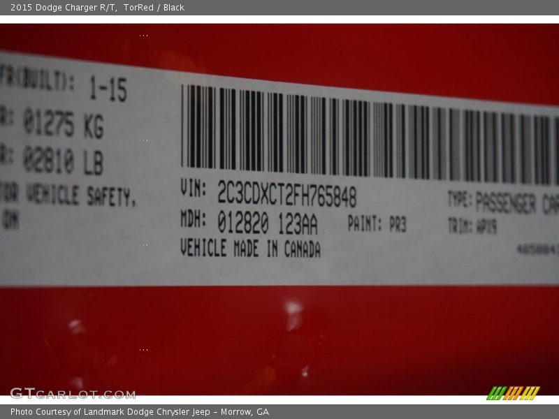 2015 Charger R/T TorRed Color Code PR3