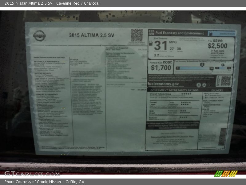 Cayenne Red / Charcoal 2015 Nissan Altima 2.5 SV