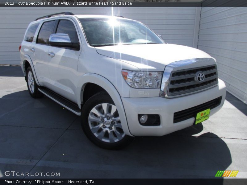 Blizzard White Pearl / Sand Beige 2013 Toyota Sequoia Platinum 4WD