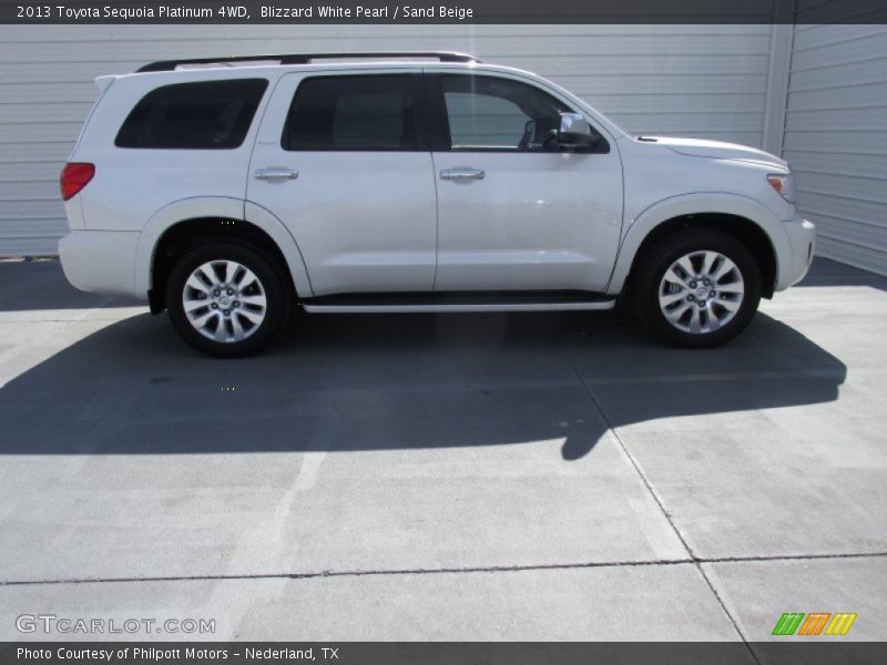 Blizzard White Pearl / Sand Beige 2013 Toyota Sequoia Platinum 4WD