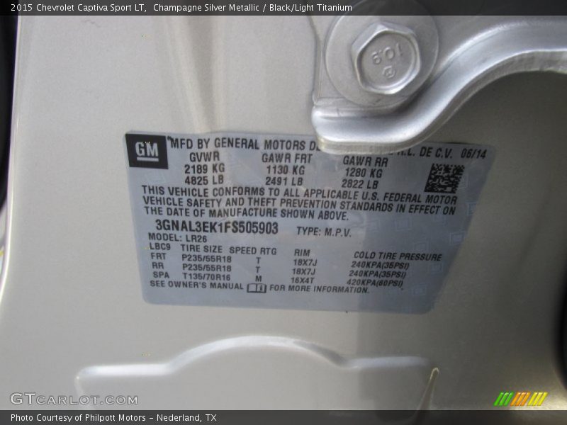 Champagne Silver Metallic / Black/Light Titanium 2015 Chevrolet Captiva Sport LT