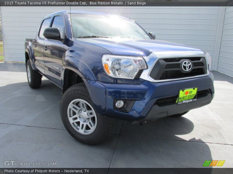 Blue Ribbon Metallic / Sand Beige 2015 Toyota Tacoma V6 PreRunner Double Cab