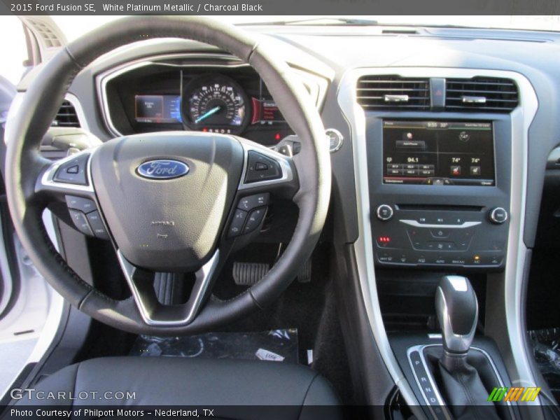 White Platinum Metallic / Charcoal Black 2015 Ford Fusion SE