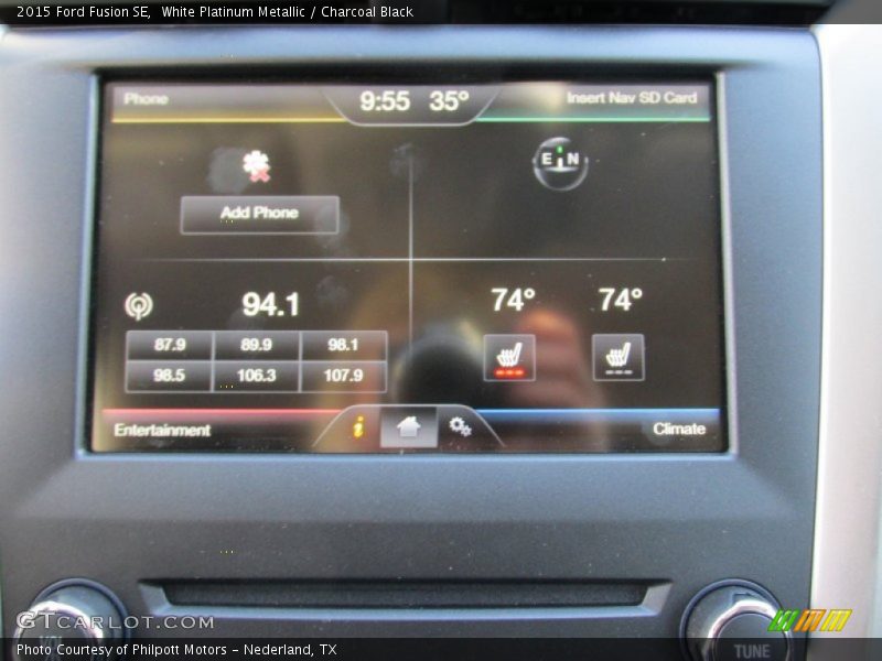 White Platinum Metallic / Charcoal Black 2015 Ford Fusion SE