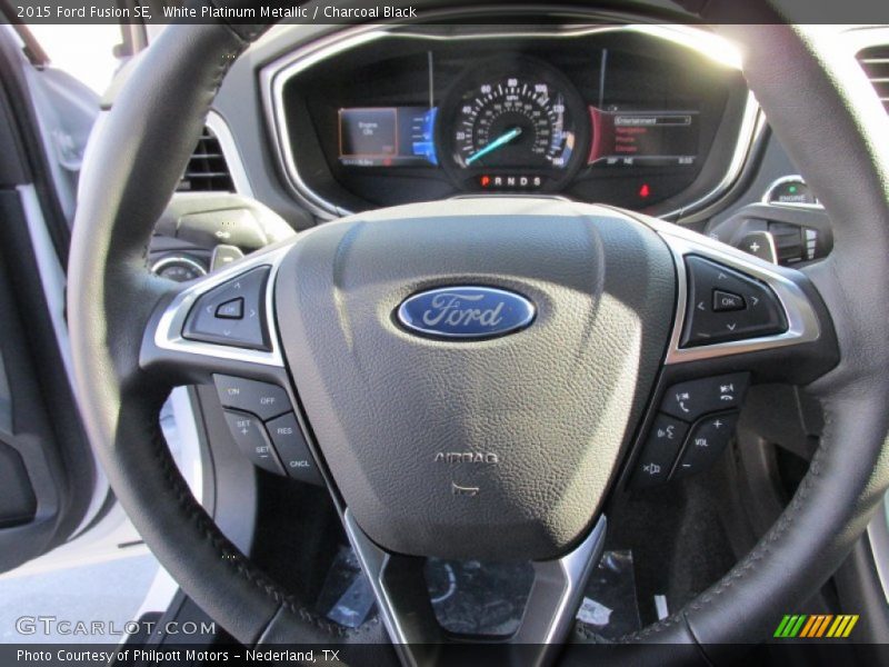 White Platinum Metallic / Charcoal Black 2015 Ford Fusion SE
