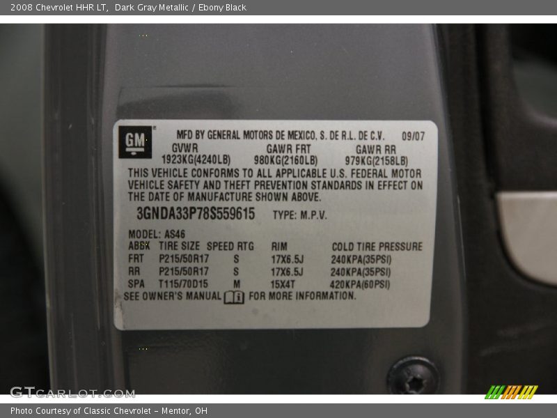 Dark Gray Metallic / Ebony Black 2008 Chevrolet HHR LT