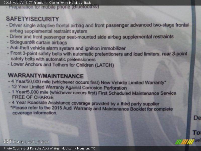 Glacier White Metallic / Black 2015 Audi A4 2.0T Premium