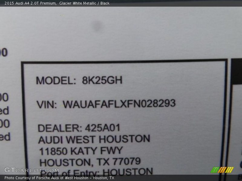 Glacier White Metallic / Black 2015 Audi A4 2.0T Premium