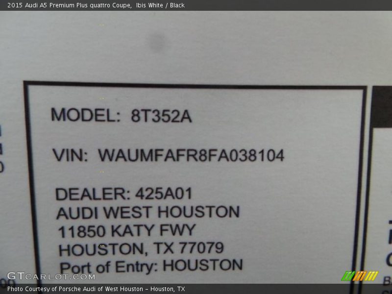 Ibis White / Black 2015 Audi A5 Premium Plus quattro Coupe
