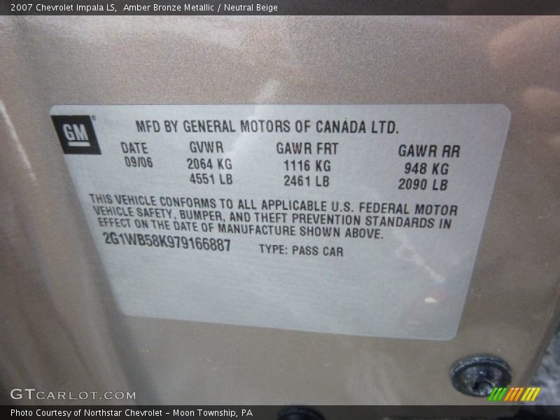 Amber Bronze Metallic / Neutral Beige 2007 Chevrolet Impala LS