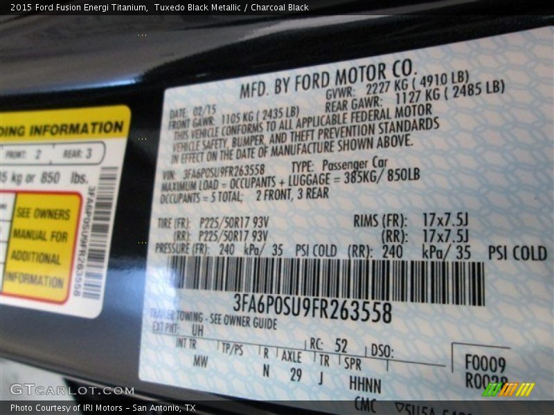 Tuxedo Black Metallic / Charcoal Black 2015 Ford Fusion Energi Titanium