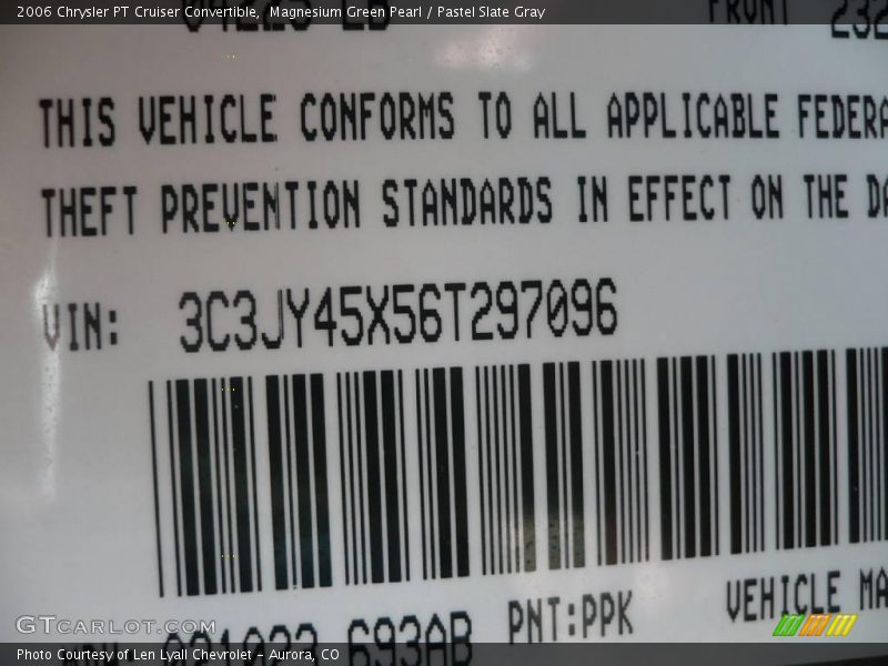 Magnesium Green Pearl / Pastel Slate Gray 2006 Chrysler PT Cruiser Convertible