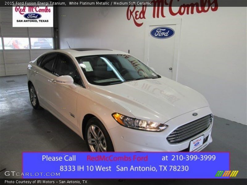 White Platinum Metallic / Medium Soft Ceramic 2015 Ford Fusion Energi Titanium
