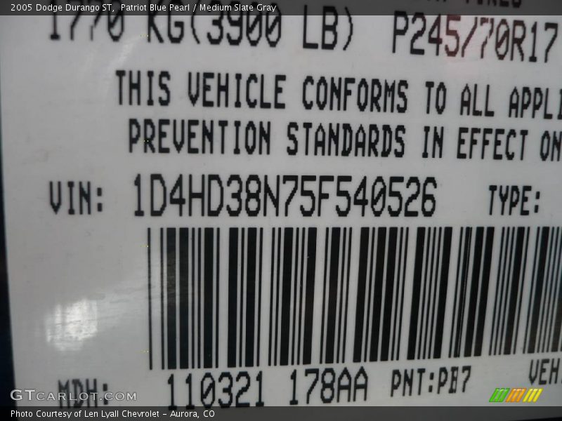 Patriot Blue Pearl / Medium Slate Gray 2005 Dodge Durango ST