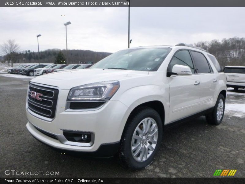 White Diamond Tricoat / Dark Cashmere 2015 GMC Acadia SLT AWD