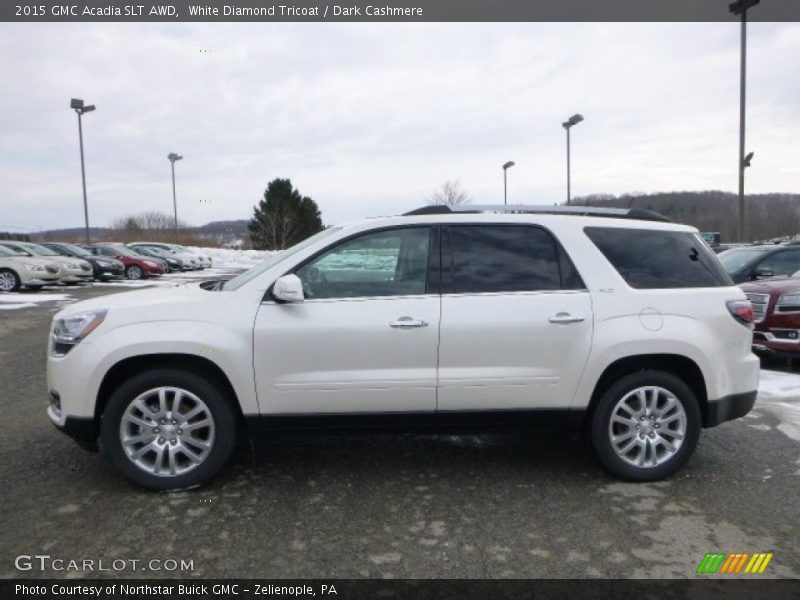 White Diamond Tricoat / Dark Cashmere 2015 GMC Acadia SLT AWD