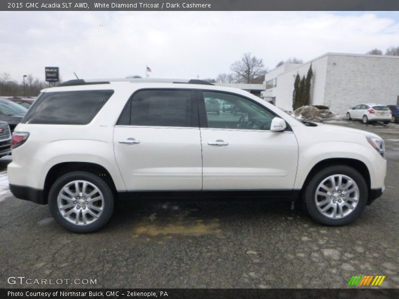 White Diamond Tricoat / Dark Cashmere 2015 GMC Acadia SLT AWD