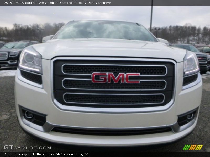 White Diamond Tricoat / Dark Cashmere 2015 GMC Acadia SLT AWD