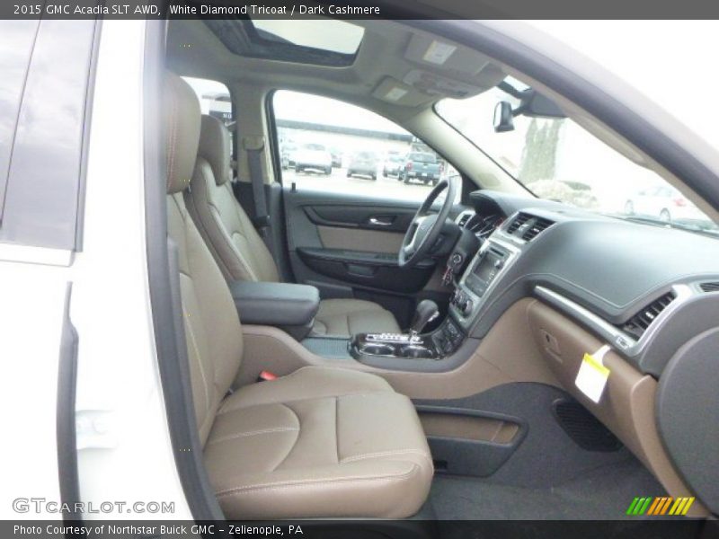 White Diamond Tricoat / Dark Cashmere 2015 GMC Acadia SLT AWD