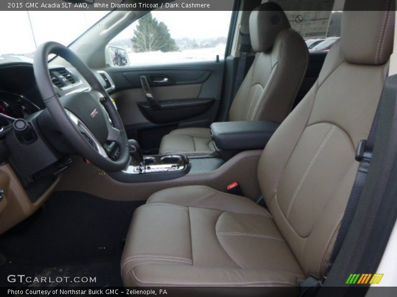 White Diamond Tricoat / Dark Cashmere 2015 GMC Acadia SLT AWD