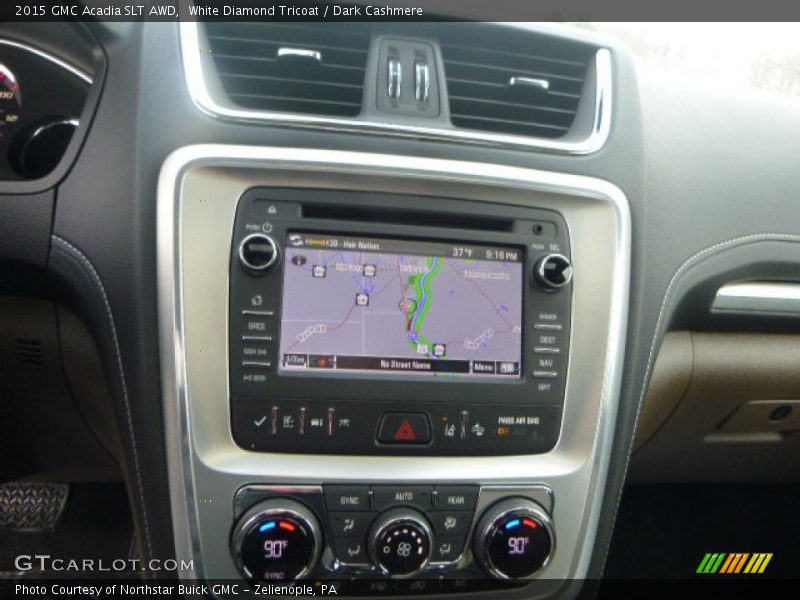 White Diamond Tricoat / Dark Cashmere 2015 GMC Acadia SLT AWD