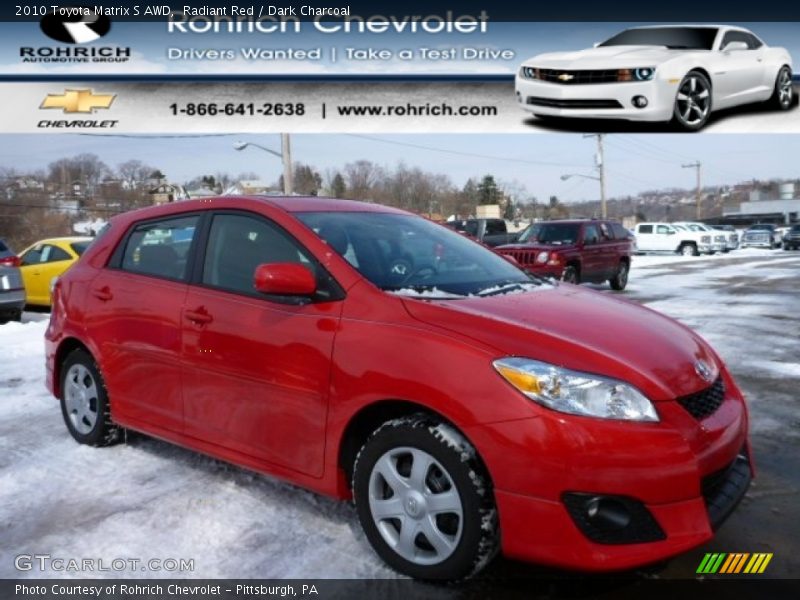 Radiant Red / Dark Charcoal 2010 Toyota Matrix S AWD