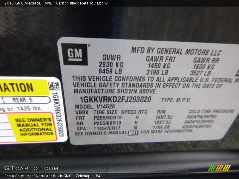 Carbon Black Metallic / Ebony 2015 GMC Acadia SLT AWD