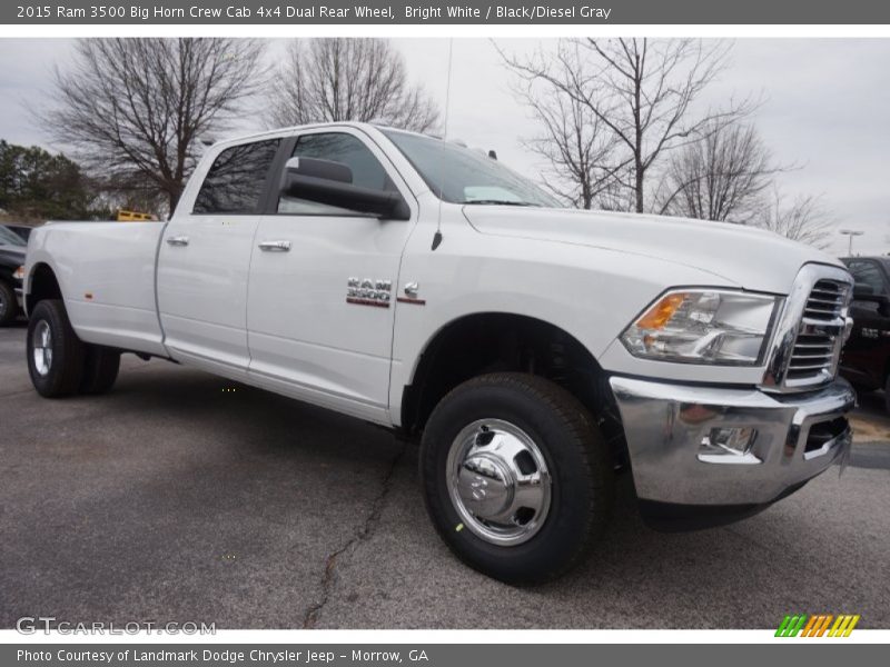 Bright White / Black/Diesel Gray 2015 Ram 3500 Big Horn Crew Cab 4x4 Dual Rear Wheel