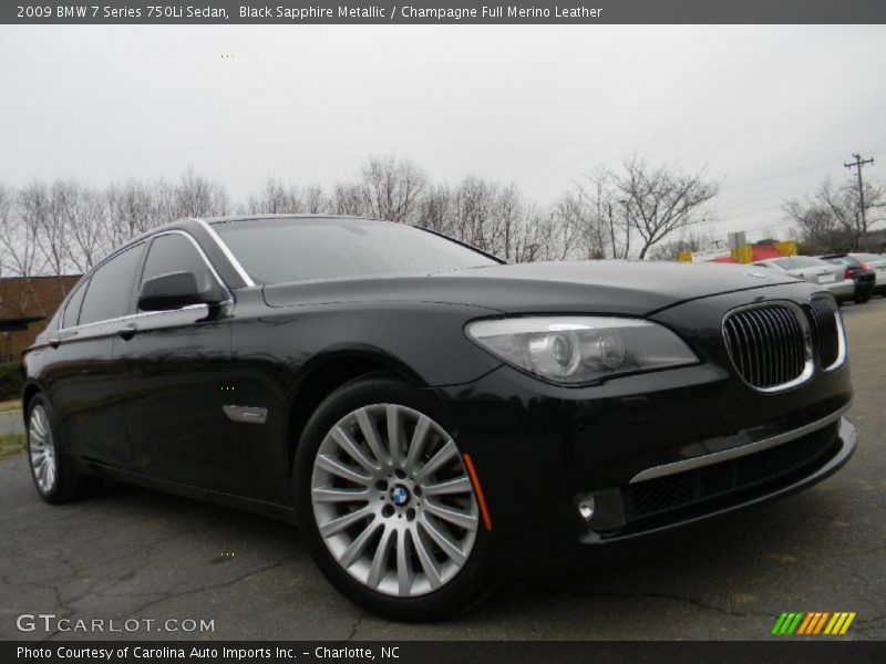 Black Sapphire Metallic / Champagne Full Merino Leather 2009 BMW 7 Series 750Li Sedan