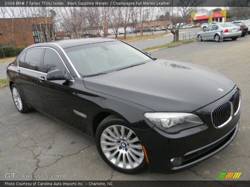 Black Sapphire Metallic / Champagne Full Merino Leather 2009 BMW 7 Series 750Li Sedan