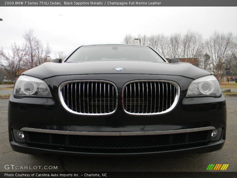 Black Sapphire Metallic / Champagne Full Merino Leather 2009 BMW 7 Series 750Li Sedan