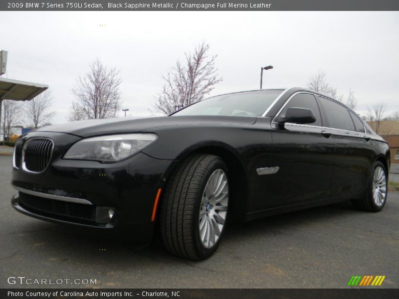 Black Sapphire Metallic / Champagne Full Merino Leather 2009 BMW 7 Series 750Li Sedan