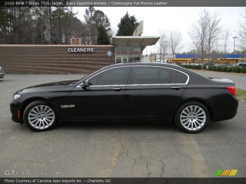 Black Sapphire Metallic / Champagne Full Merino Leather 2009 BMW 7 Series 750Li Sedan