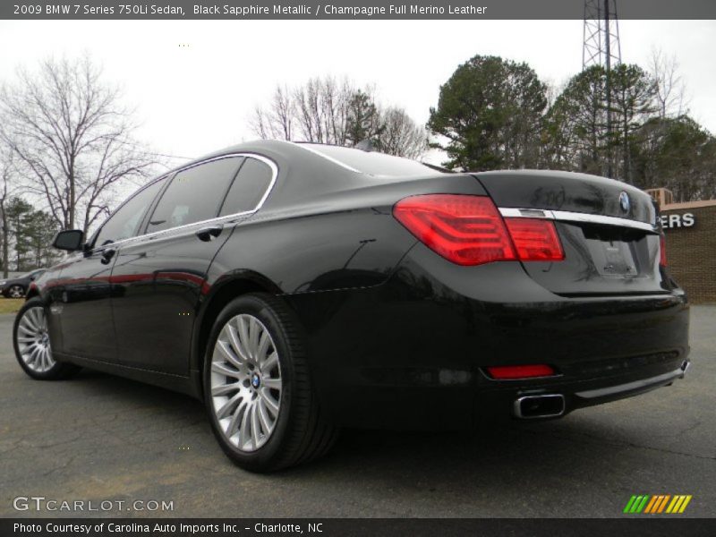 Black Sapphire Metallic / Champagne Full Merino Leather 2009 BMW 7 Series 750Li Sedan