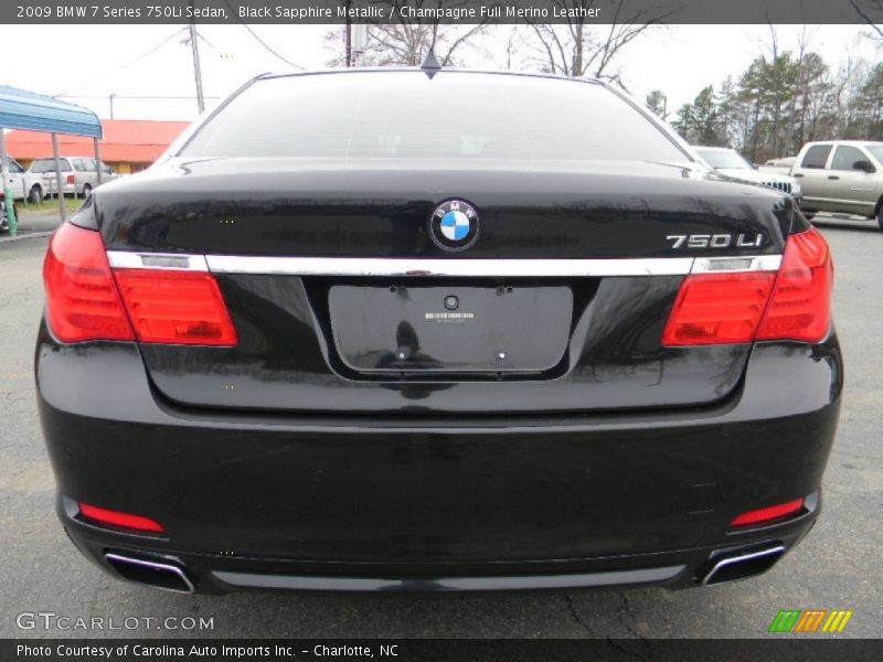 Black Sapphire Metallic / Champagne Full Merino Leather 2009 BMW 7 Series 750Li Sedan