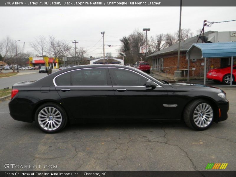 Black Sapphire Metallic / Champagne Full Merino Leather 2009 BMW 7 Series 750Li Sedan
