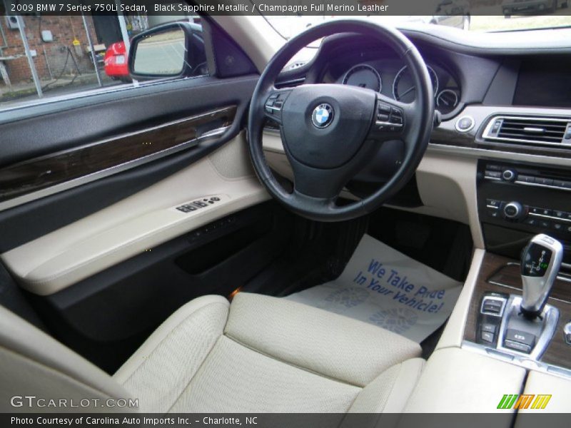 Black Sapphire Metallic / Champagne Full Merino Leather 2009 BMW 7 Series 750Li Sedan
