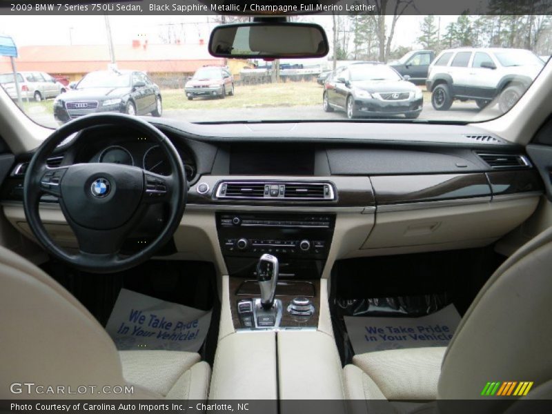Black Sapphire Metallic / Champagne Full Merino Leather 2009 BMW 7 Series 750Li Sedan